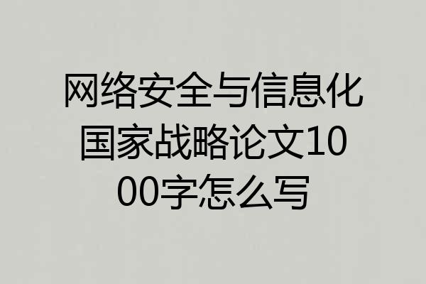 网络安全与信息化国家战略论文1000字怎么写