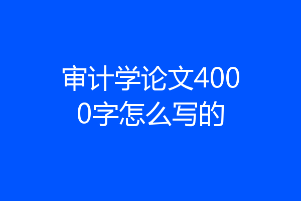 审计学论文4000字怎么写的