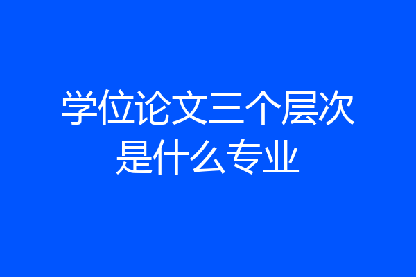 学位论文三个层次是什么专业