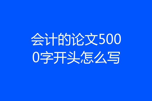 会计的论文5000字开头怎么写