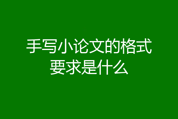 手写小论文的格式要求是什么