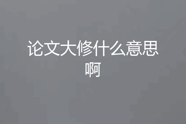 论文大修什么意思啊
