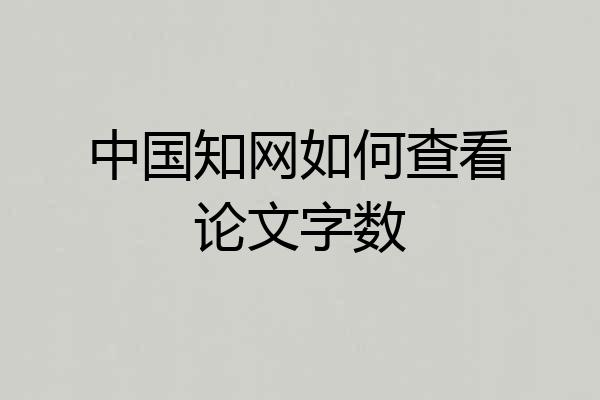 中国知网如何查看论文字数