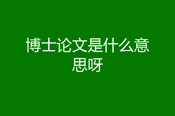 博士论文是什么意思呀