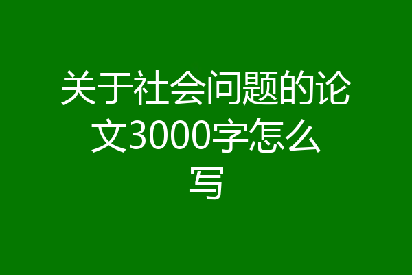 关于社会问题的论文3000字怎么写