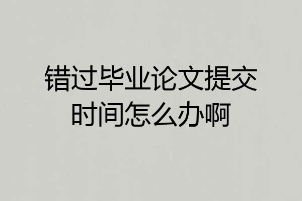 错过毕业论文提交时间怎么办啊