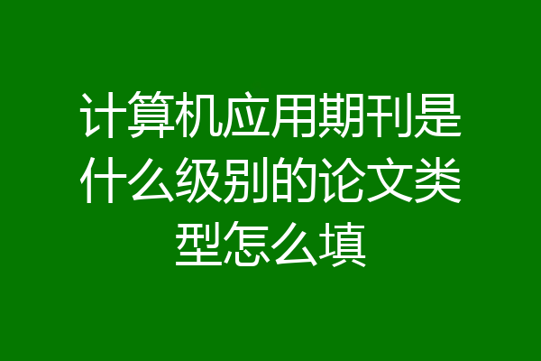 计算机应用期刊是什么级别的论文类型怎么填
