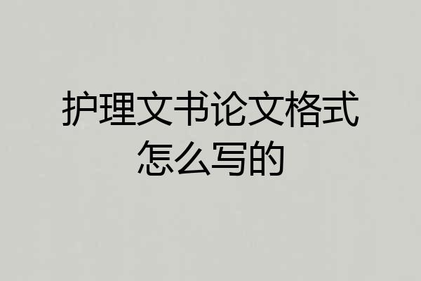 护理文书论文格式怎么写的