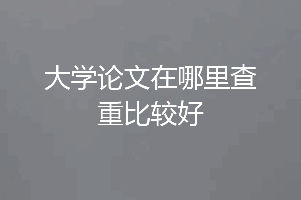 大学论文在哪里查重比较好