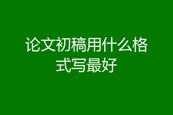 论文初稿用什么格式写最好