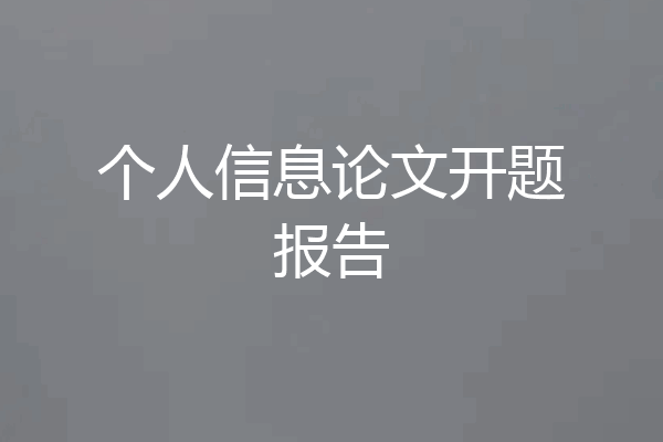 个人信息论文开题报告