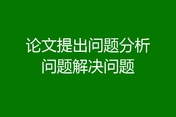 论文提出问题分析问题解决问题