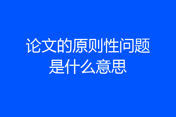 论文的原则性问题是什么意思