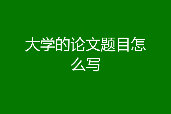 大学的论文题目怎么写