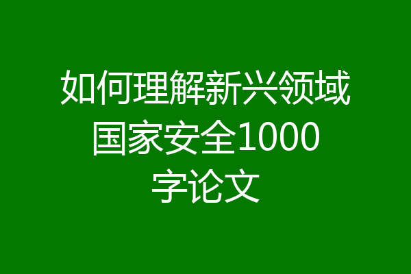 如何理解新兴领域国家安全1000字论文