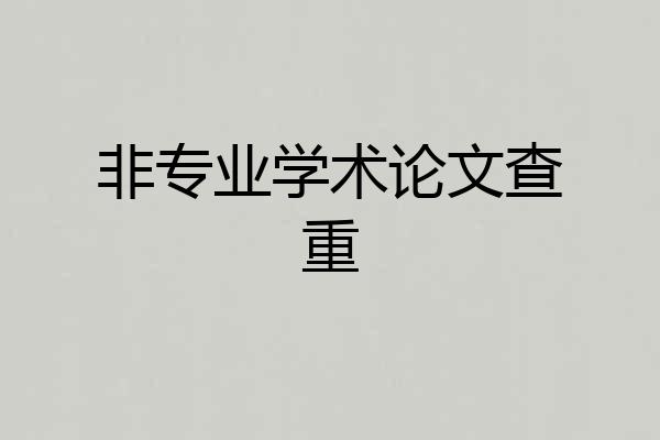 非专业学术论文查重