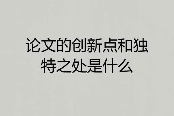论文的创新点和独特之处是什么