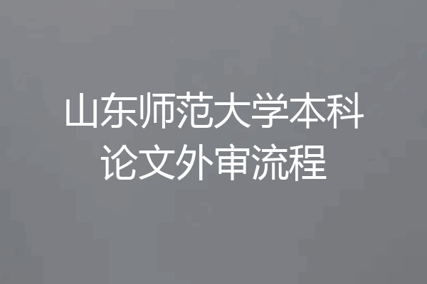 山东师范大学本科论文外审流程
