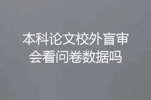 本科论文校外盲审会看问卷数据吗