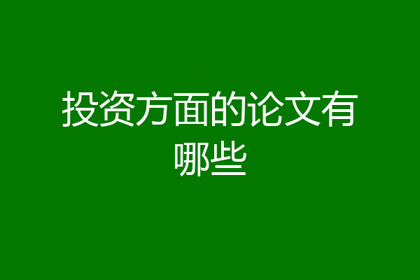 投资方面的论文有哪些
