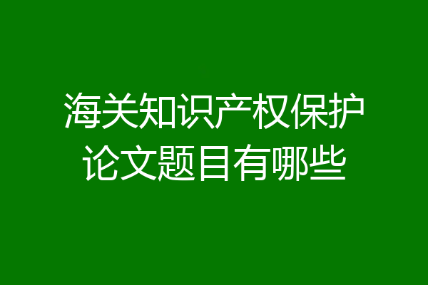 海关知识产权保护论文题目有哪些