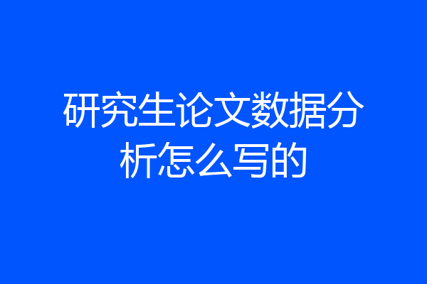 研究生论文数据分析怎么写的