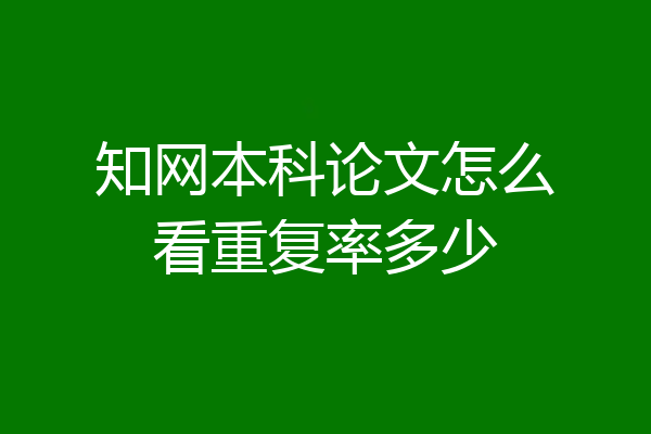 知网本科论文怎么看重复率多少