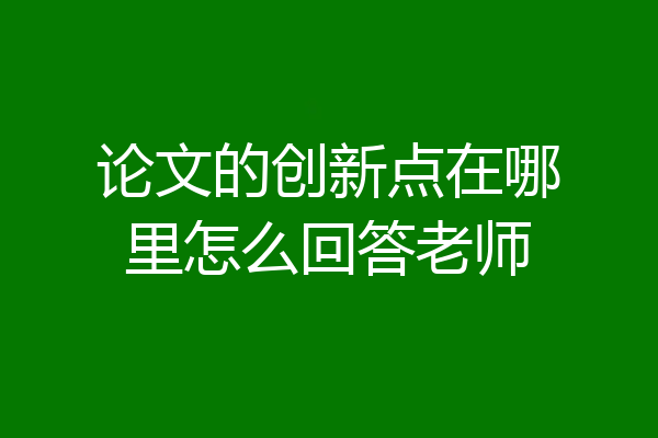 论文的创新点在哪里怎么回答老师