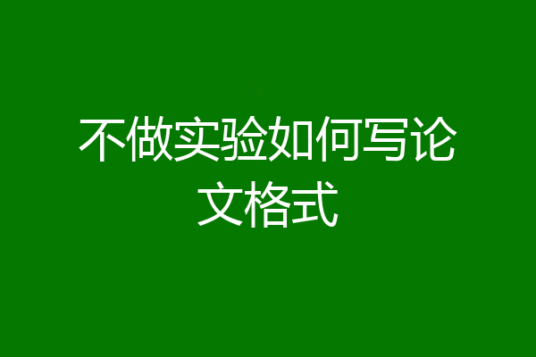 不做实验如何写论文格式