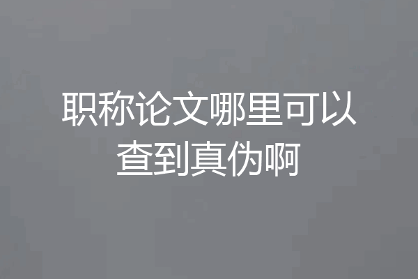 职称论文哪里可以查到真伪啊
