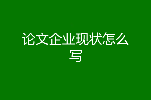 论文企业现状怎么写