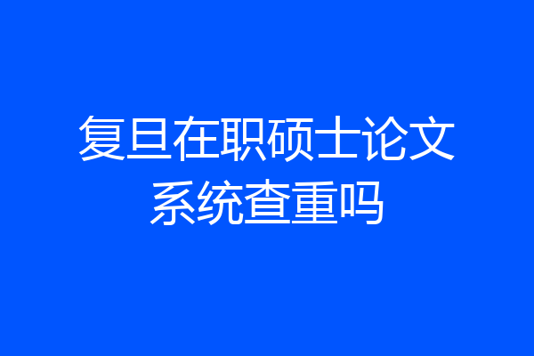 复旦在职硕士论文系统查重吗
