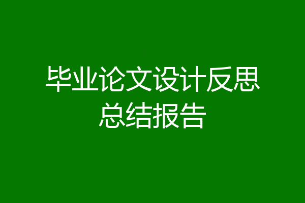 毕业论文设计反思总结报告