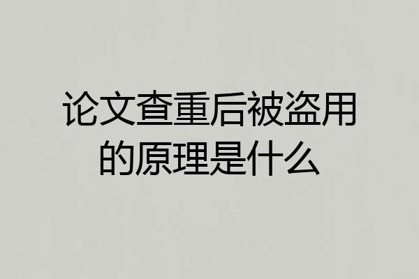 论文查重后被盗用的原理是什么