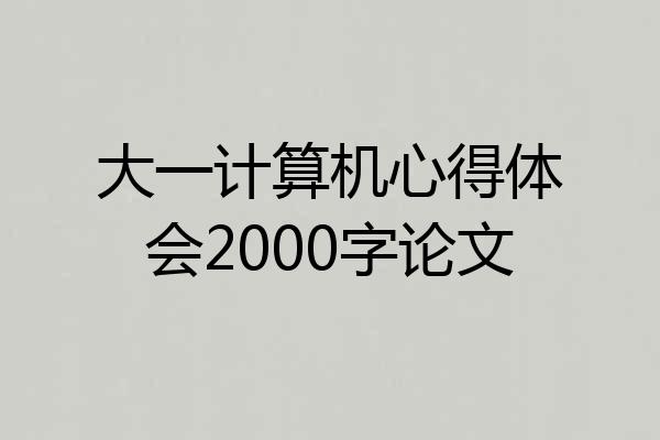 大一计算机心得体会2000字论文