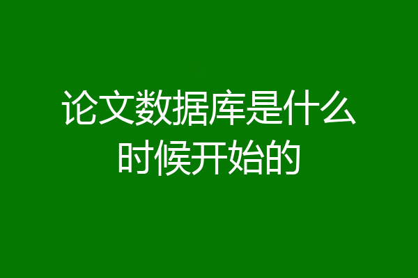 论文数据库是什么时候开始的