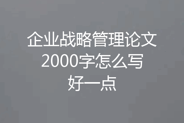 企业战略管理论文2000字怎么写好一点
