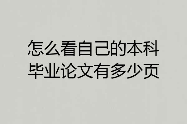 怎么看自己的本科毕业论文有多少页