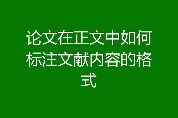 论文在正文中如何标注文献内容的格式