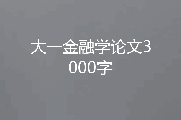 大一金融学论文3000字