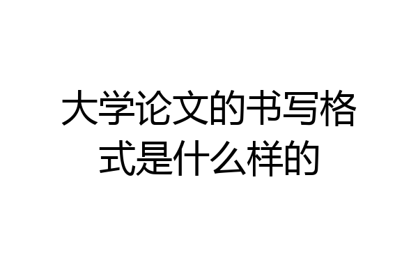大学论文的书写格式是什么样的