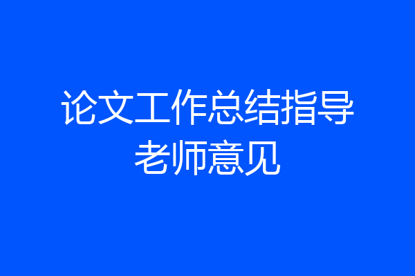 论文工作总结指导老师意见