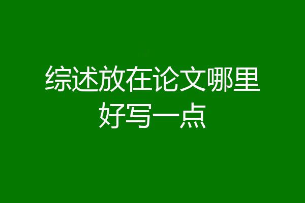 综述放在论文哪里好写一点