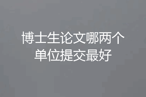 博士生论文哪两个单位提交最好