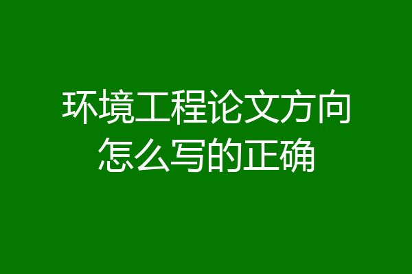 环境工程论文方向怎么写的正确