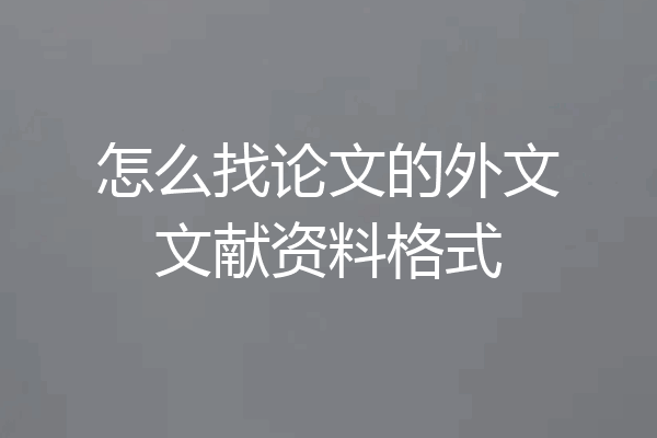 怎么找论文的外文文献资料格式