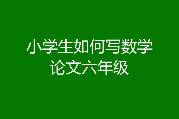 小学生如何写数学论文六年级