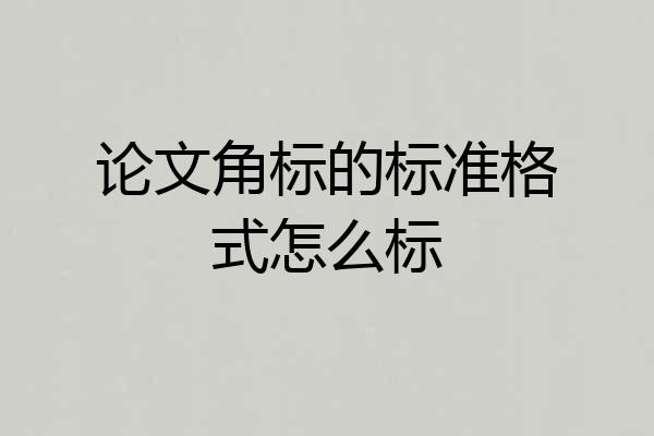 论文角标的标准格式怎么标