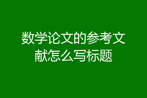 数学论文的参考文献怎么写标题