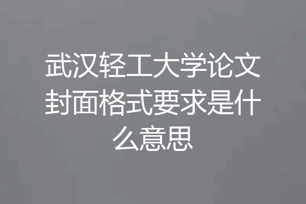 武汉轻工大学论文封面格式要求是什么意思